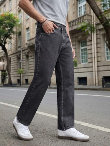 Image of Urbano Fashion Men's Relaxed Fit Washed Denim Jeans Non-Stretchable