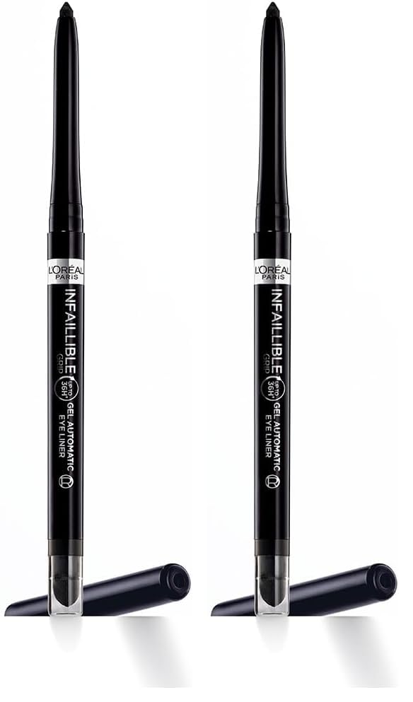 L'Oréal Paris Gel Eyeliner, Intense Long-lasting Colour, Semi Permanent, Infallible Grip 36H Gel Automatic Eyeliner, Intense Black (Pack of 2)