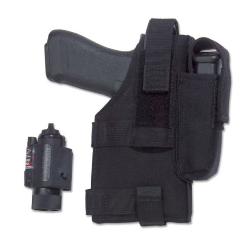 Elite Survival Systems Tactical Belt Holster for Glock, Sig, Ruger with Light Attachments - Black (Right)