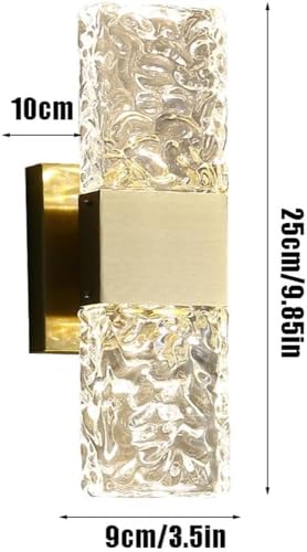 Iluminación de pared para dormitorio elegante con cristal transparente y oro mate 2