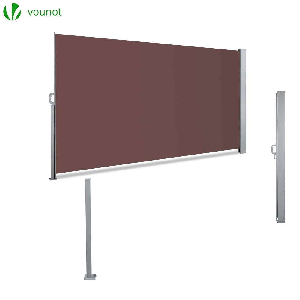 Tenda Paravento Laterale Riavvolgibile Antivento Protezione Privacy 180 x 300 cm Marrone Scuro