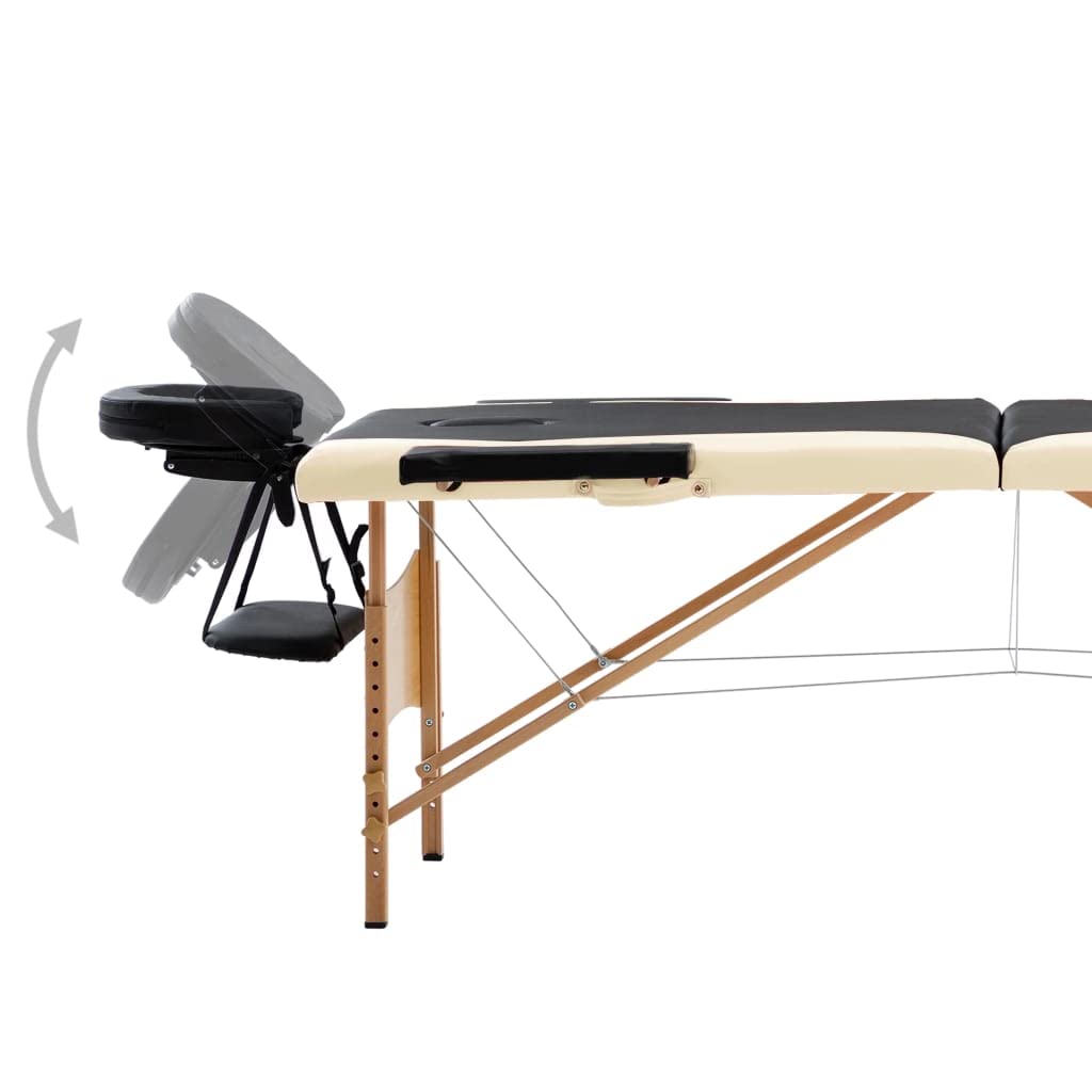 Massageliege Klappbar 2-Zonen mit Holzgestell Schwarz und Beige,Gesundheit & Schönheit,Körperpflege,Massage & Entspannung,Massagetische,Schwarz,16.15 kg-110205