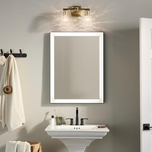 Image of Kichler Marant 14.25 inch 2-Light Bathroom Vanity Light Fixture with Clear Water Glass in Champagne Bronze for Powder Room Over Mirror (14.25 inch W x 9.5 inch H), 55215CPZWTR