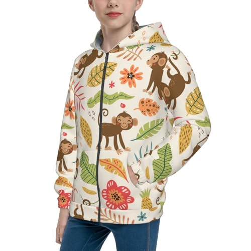 Monkeys in the Jungle Kid Hoodies Boys Zip Up Sweatshirts Girls Pullover with Pocket