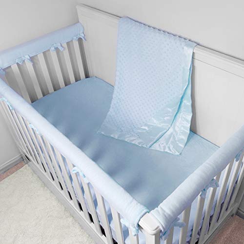 Image of American Baby Company Heavenly Soft Chenille Receiving Blanket (30 inch x 40 inch), 2-Layer Design with Minky Dot & Silky Satin, Blue, for Boys and Girls