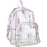 Eastsport Clear Dome Backpack with Adjustable Printed Padded Straps (Transparent - Rose Sand...