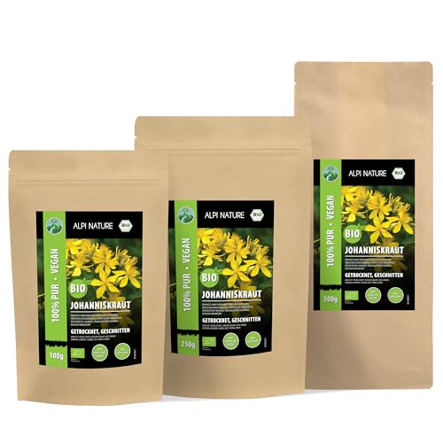 Alpi Nature Organic St Johns Wort Tea 100g 3.5 oz, Cut St. John's Wort Herb, Loose Leaf Tea