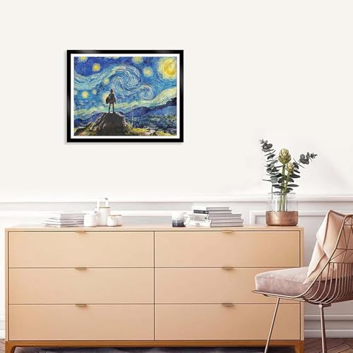 Image of MBNTJHT DIY Anime Diamond Art Kits for Adults Beginners,Easy Starry Night Diamond Painting Kits for Adults,Cartoon Full Drill Gem Art Kits for Home Wall Decor 12X16 Inch.