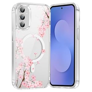 Saqmkil Handyhülle Magnetische für Samung Galaxy S25 FE 5G 6, 7" Hülle, Aesthetic Muster Blumen Mädchen Case Kompatibel mit MagSafe, Weich Silikon Stoßfeste Schutzhülle für Samung S25 FE, Rosa 04