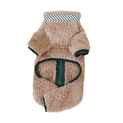 Abrigo de forro polar para perros pequeños con cremallera doble anillo en D en la parte posterior, mono para mascotas, pijama para cachorros, pijamas de invierno, chihuahua, yorkie, ropa térmica (café