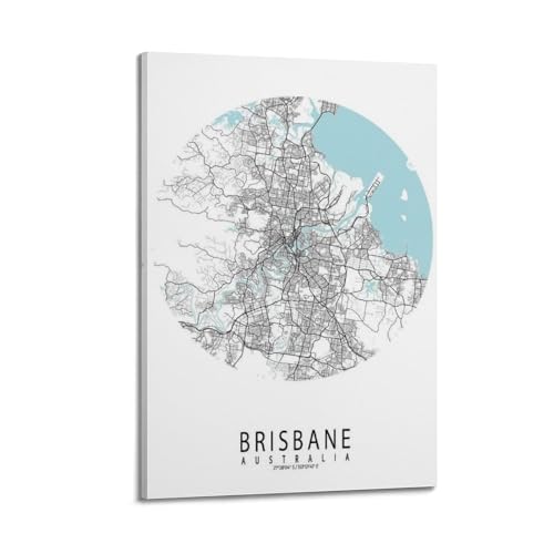 Poster de marque circulaire de Brisbane moderne 20x30 cm cadre bois
