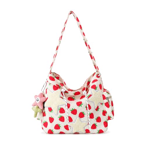 Image of KAMEILONG Star Crossbody Bag Women Corduroy Tote Bag Aesthetic Messenger Bag Cute Shoulder Bag Y2K Hobo Bag