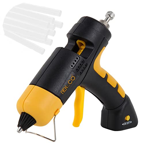NEX&CO Cordless Glue Gun for Crafts, Rechargeable Mini 60W Adjustable Glue Output Portable Wireless...