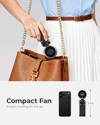 Image of Portable Handheld Turbo Fan - 5 Gear High Speed 4000mAh Rechargeable Mini Personal Hand Fan Blow Cold Air, Battery Operated Travel Essentials, Beach Vacation, Gifts for Women, Men (Black)