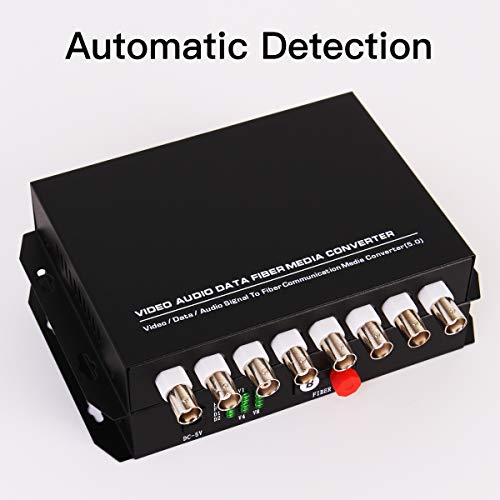 Gesd 8 Channel Video Data Fiber Optic Media Converter Fc Singlemode Transmission Distance 20Km For Analog Cctv Surveillance Security System (1Pair Interface Bnc Coaxial Conversion Transmitter) #TOP1