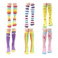BABAHU Girls Knee High Long Socks for Child 6 Pairs Fun Animal Pattern Tall Crazy Cute Girls Gift Boot Funny Kids Socks, One Size