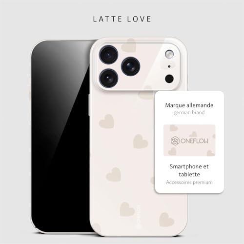 Coque iPhone 17 Pro rigide motif cœurs beige pour éviter les rayures objectifs