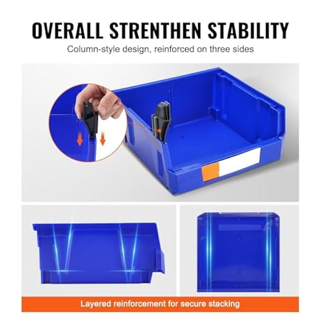 6-Pack Plastic Storage Bins ¨C 11 x 11 x 5 Hanging and Stackable Organizer Containers | Heavy-Duty for Closet, Kitchen, Pantry and Office | Multi-Use in Blue/Red (Set of 6)