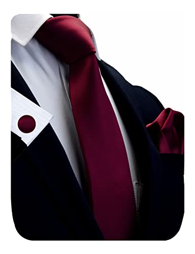 GUSLESON Necktie and Pocket Square Cufflinks Set