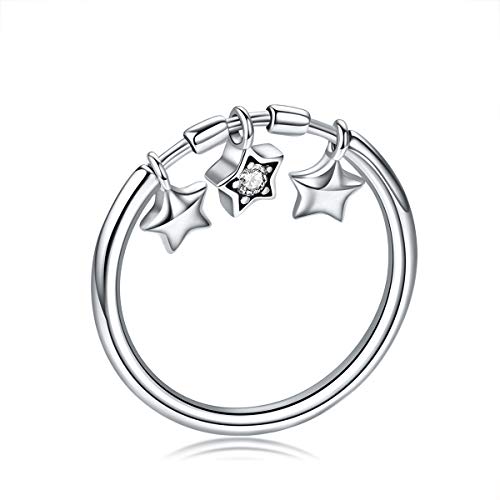 Morsun Anillos de Estrella de Plata esterlina Compromiso de Boda Anillos de circonita cúbica Anillos de eternidad Regalo de joyería para Mujeres y niñas