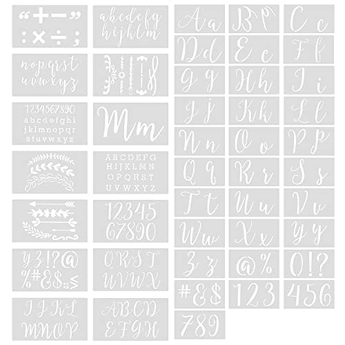 Plantilla Letras Spray, 45 Piezas Plantillas Lettering, Lavable Plantillas Letras, Reutilizables...