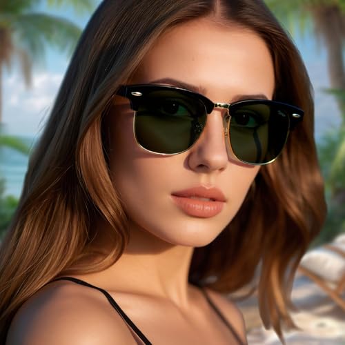 Polarized Sunglasses for Men and Women Classic Round Metal Frame Sunglasses Fashion Polarized for Outdoor Driving