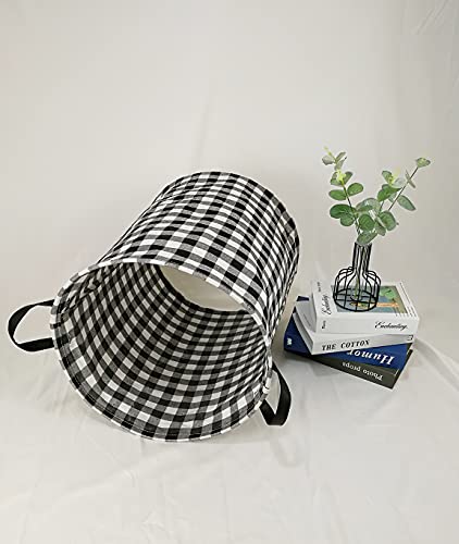 Kunro Large Sized Storage Basket Waterproof Coating Organizer Bin Laundry Hamper For Nursery Clothes Toys (Black Grid) #TOP4