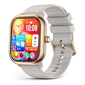 Smartwatch(Answer/Make Call), 1.96″ AMOLED Smart Watches for Women with 100+ Sport Modes/Blood Pressure/Blood Oxygen/Heart Rate Monitor, IP68 Waterproof Fitness Tracker Compatible with iOS and Android