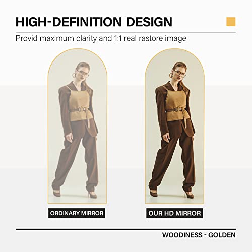 Manocorro Full Length Mirror 65"×22", Arched Mirror, Floor Mirror With Stand, Full Body Mirror, Hanging Or Leaning Against Wall, Gold Arch Standing Mirror Large Bedroom Mirror For Cloakroom (Gold) #TOP5