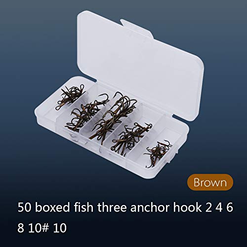 Nimoa 50pcs Fishing Hook, Triplet Treble Bend - Image 2