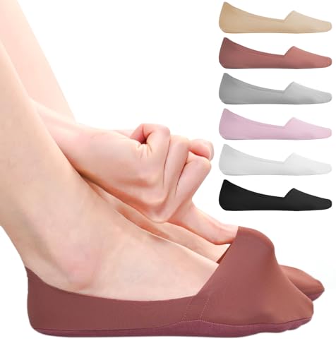 ILovDaisy Calcetines invisibles para mujer, invisibles, antideslizantes, de corte bajo, de nailon, escondidos, delgados, de seda, para mocasines y zapatos planos, Multicolor, 34-36