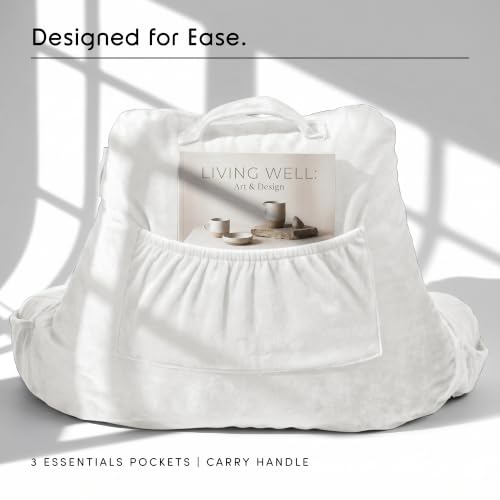 Image of Nestl Reading Pillow with Shredded Memory Foam, Designed for Sitting Up in Bed and Couch, Back and Arms Adjustable Support for Adult & Teens Backrest Pillows for Reading, with Washable Cover White