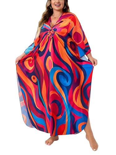Image of Kaftan Dress for Women - Plus Size Caftan Maxi Beach Dress Moo Moos Loungewear, Swimsuit Cover Up for Beach, Pool or Vacation