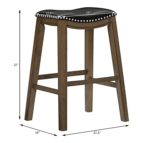 Lexicon Alviso Wooden Saddle Seat Pub Height Stool, 29" Sh, Black #TOP2