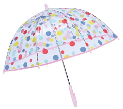 Image of Stepping Stones Clear Bubble Umbrella for Kids - Auto Open Hook Handled Transparent Dome Umbrella - Lightweight Toddler Umbrella for Girls/Boys