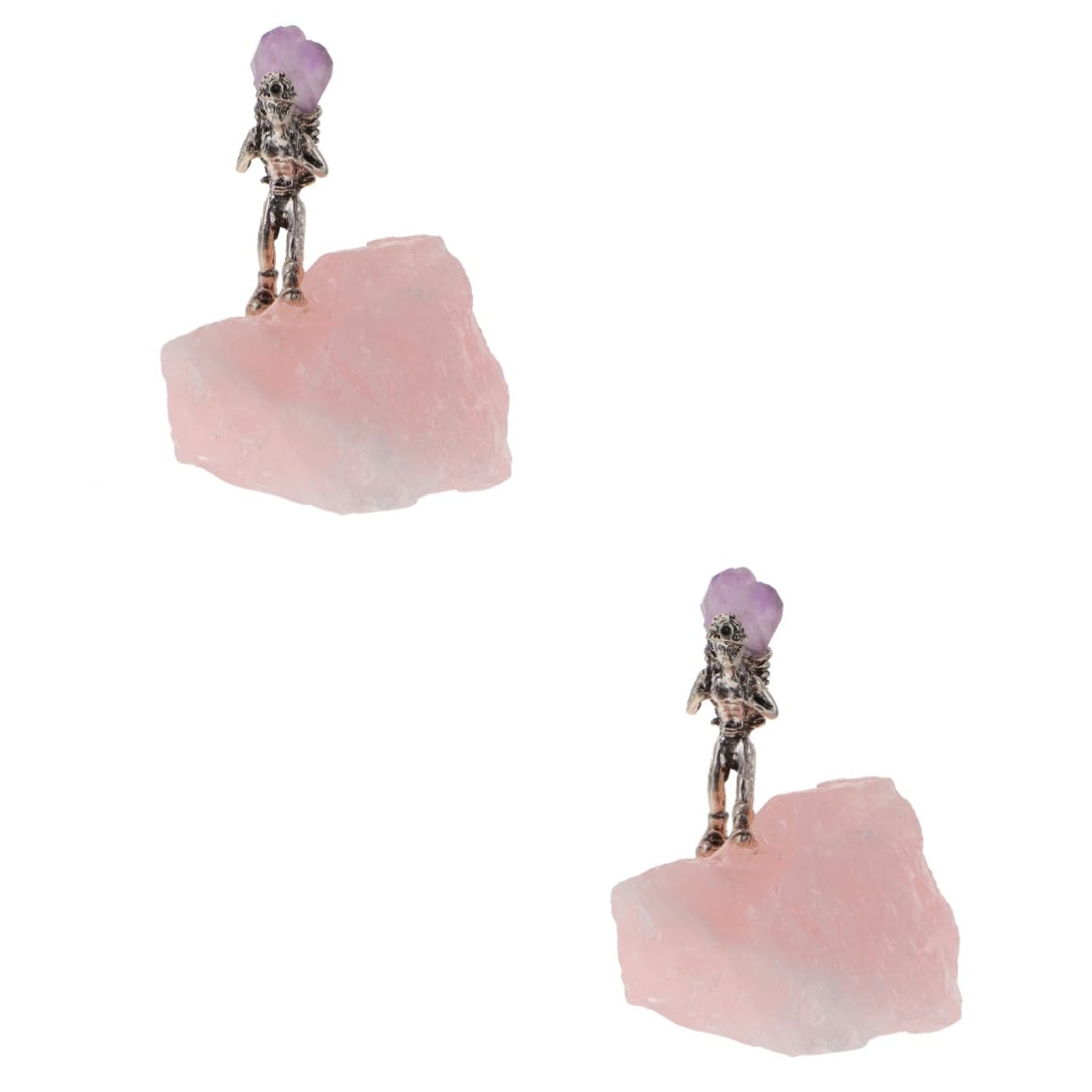 MAGICLULU 2pcs Back Basket Miner Ornament Crystal Craft Table Top Decor Irregular Stone Amethyst Cluster Geology Science Toy Raw Amethyst Stone Unique Crystal Rose Crystal Stone Quartz
