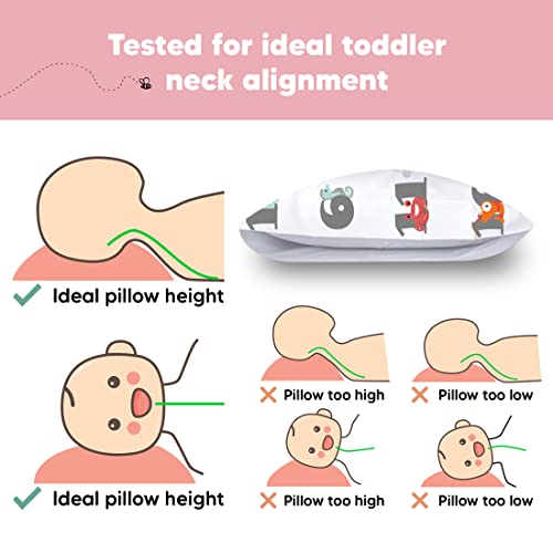 Image of Toddler Pillow with Pillowcase, 13x18 My Little Dreamy Pillow (Kea123) | Kids Travel Bed Pillow for Sleep, Organic Cotton Small Pillowcase, Soft, Breathable, Machine Washable, Toddlers 2-5 years old