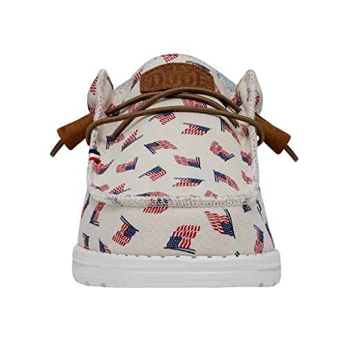Image of HEYDUDE Men's Wally Patriotic Slip On Shoe | Lightweight Canvas Loafers with No Tie Laces