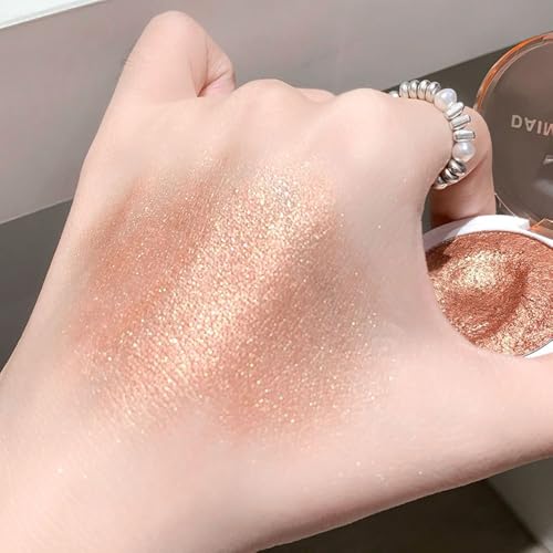 Image of Highlighter Makeup Palette for Blush,Contour,Shadow,Face or Eye Makeup, Shimmer Glow, Creamy Mousse Pressed Powder, Intensely Pigmented, Glitter Sparkling (B03-03# Champagne Gold)