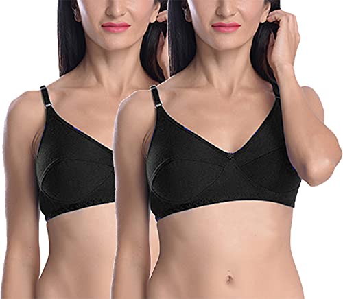 Image of StyFun Women Cotton Bra Non-Wired Bra, Non-Padded, Full Coverage Bra, Everyday Bras, Cup-B, Multicolor, Combo Pack