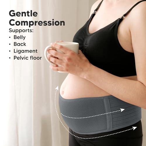 Image of Maternity Belly Band for Pregnancy - Soft & Breathable Pregnancy Belly Support Belt - Pelvic Support Bands - Tummy Band Sling for Pants - Pregnancy Back Brace (Mystic Gray, One Size)