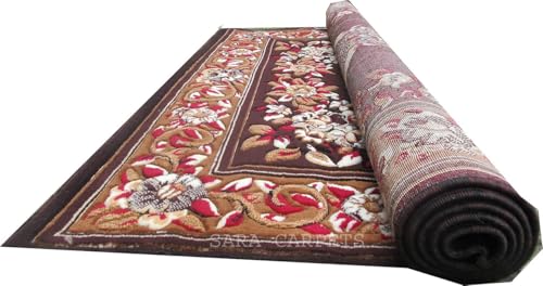 Image of Soft Thick Geometric Acrylic Washable Anti Skid Carpet. for Living Room Bedroom. Hall Size 9 x 12 feet (150X210 Cm) RED D28