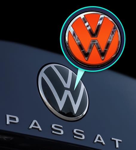 Image of IPG Decal Made for VW 2021 Passat Polo Tiguan Golf Rear /Front Emblem Logo Decals Stickers Set (4 Units) (Reflective Orange)