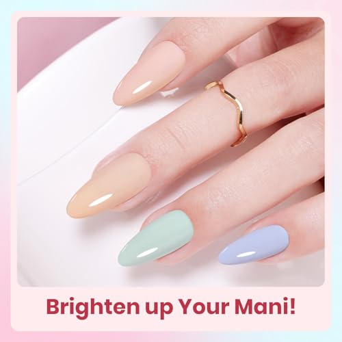Image of Beetles Gel Nail Polish Set - Soft Manifest 8 Colors Neutral Nude Glitter Pink Green Gel Soak Off UV LED Gel Polish Home Salon Spring Gifts for Women
