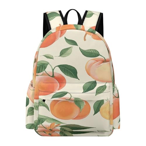 Peach Printed Backpack Water-Resistant Pack Stylish Bag Lightweight Travel Backpack