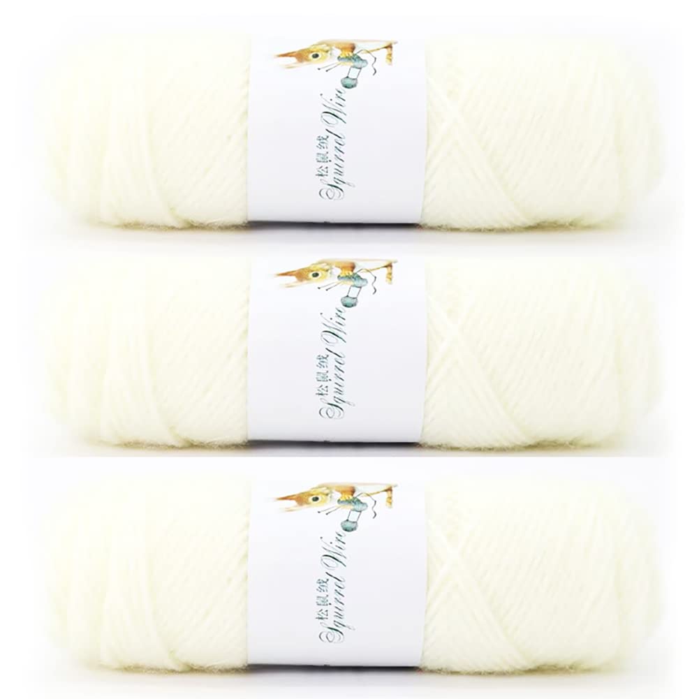 Knitting Yarn, 3 Pack Pure Color Soft Fluffy Warm Yarn Skeins for Knitting & Crocheting Hat Scarf Coat, Gift for Beginners Professionals Kids and Adults
