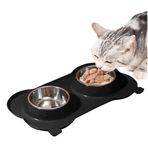 Rukjmqi 犬用フードと水ボウル - こぼれ防止猫用フードと水ボウルセット | 取り外し可能ペットフィーダー 小型犬・中型犬・大型犬 猫用,屋内 屋外 餌皿