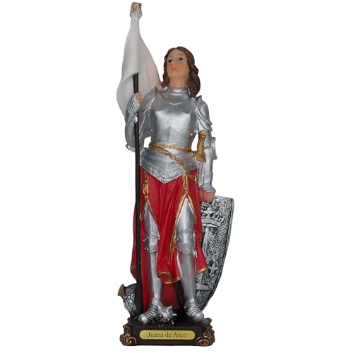 Estatua religiosa Juana de Arco 12 pulgadas pintura a mano