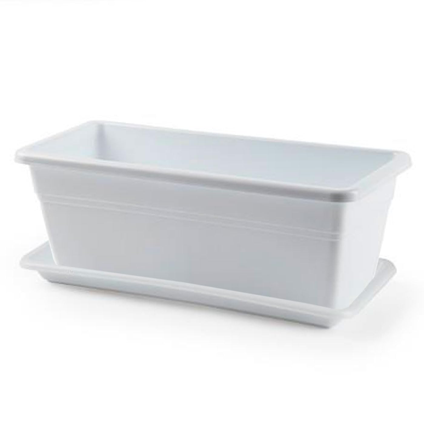 AC - Jardinera con Plato - Fabricado en Polipropileno - PLFT - Macetero para Jardin - Maceta para Plantas y Flores Rectangular de Plástico con Agujeros de Drenaje - 50 cm - Color Antracita — view 25