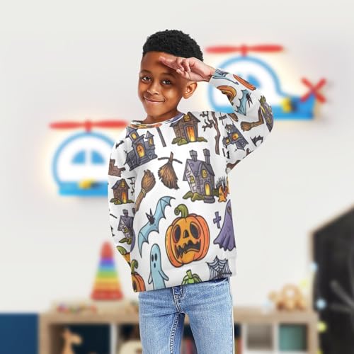 Youth Sweatshirts Long Sleeve Soft Halloween Grimace Crewneck Pullover Sport Top Tee（5-10 Years）4